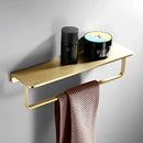 Modern brushed gold bathroom hardware set with towel rack