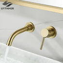 Modern brushed gold & black wall mounted basin faucet bathroom mixer