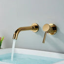 Modern brushed gold & black wall mounted basin faucet bathroom mixer