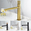 Modern brushed gold brass basin faucet with knurled bathroom sink tap