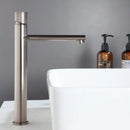 Modern brushed gold brass basin faucet with knurled bathroom sink tap
