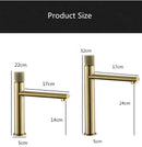 Modern brushed gold brass basin faucet with knurled bathroom sink tap