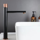 Modern brushed gold brass basin faucet with knurled bathroom sink tap