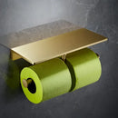 DecorBites™ Brass Bath Hardware Set: Shelf, Towel Rack, Paper & Toilet Brush Holder in Brushed Gold