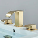 Modern brushed gold dual handle waterfall faucet bathroom sink tap
