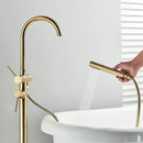 Modern brushed gold freestanding bathtub faucet bathroom handshower