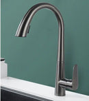 Modern brushed gold kitchen sink faucet with pull out spring spout
