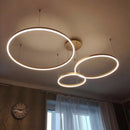 Modern brushed gold led chandelier dining room ring light