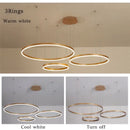 Modern brushed gold led chandelier dining room ring light