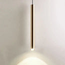 Modern brushed gold led pendant light dining room cylindrical lamp