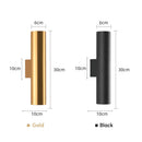 Modern brushed gold & matte black cylindrical wall lights bedroom led