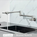 Modern brushed gold pot filler faucet kitchen tap with folding spout