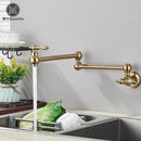 Modern brushed gold pot filler faucet kitchen tap with folding spout