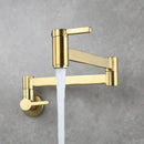 Modern brushed gold pot filler faucet kitchen wall mounted foldable spout