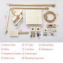 DecorBites™ Brushed Gold Rain Shower Bath Faucet Wall Mounted - Shower Set Mixer