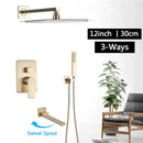 Modern brushed gold rainfall shower set bathroom wall mounted mixer