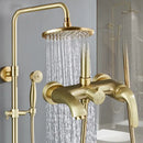 Modern brushed gold rainfall shower set with bathtub faucet bathroom