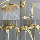 Modern brushed gold rainfall shower set with bathtub faucet bathroom