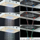 Modern brushed gold rainfall shower set with led bathroom faucet