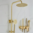 Modern brushed gold shower faucet set with rainfall head for bathroom