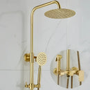 Modern brushed gold shower faucet set with rainfall head for bathroom