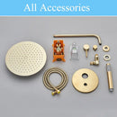 Modern brushed gold shower faucet system with rainfall head for bathroom
