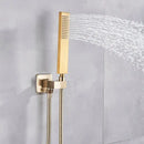 Modern brushed gold shower mixer with rainfall head for bathroom