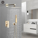 Modern brushed gold shower mixer with rainfall head for bathroom