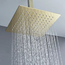 Modern brushed gold shower set with square rainfall head bathroom