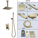 Modern brushed gold shower set with square rainfall head bathroom