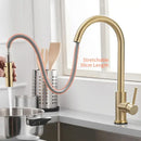 Modern brushed gold smart sensor kitchen faucet dual outlet