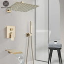 Modern brushed gold square shower faucet set bathroom rainfall mixer