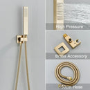 Modern brushed gold square shower faucet set bathroom rainfall mixer