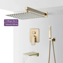 Modern brushed gold square shower faucet set bathroom rainfall mixer