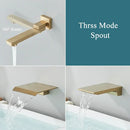 Modern brushed gold square shower faucet set bathroom rainfall mixer