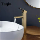 Modern brushed gold stainless steel basin mixer faucet bathroom