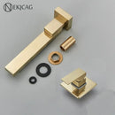 Modern brushed gold wall mounted basin faucet bathroom mixer rotating spout