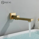 Modern brushed gold wall mounted basin faucet bathroom mixer rotating spout