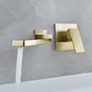 Modern brushed gold wall mounted basin faucet set bathroom mixer tap
