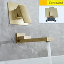 Modern brushed gold wall mounted basin faucet set bathroom mixer tap
