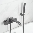Modern brushed gold wall mounted waterfall bathtub set with handheld