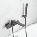 Modern brushed gold wall mounted waterfall bathtub set with handheld