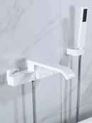 Modern brushed gold wall mounted waterfall bathtub set with handheld