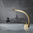 DecorBites™ Brushed Gold Basin Mixer Tap Single Handle Hot Cold Waterfall Faucet