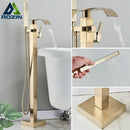 DecorBites™ Brushed Gold Tub Shower Faucet Floor Mounted Waterfall Mixer Tap