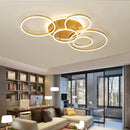 Modern brushed golden led ceiling chandelier for living room rings