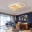 Modern brushed golden led ceiling chandelier for living room rings