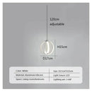 Modern brushed metal & white led bedside pendant light bedroom