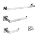Modern brushed nickel bathroom hardware set with glass accents