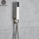 Modern brushed nickel handshower set bathroom rectangular showerhead
